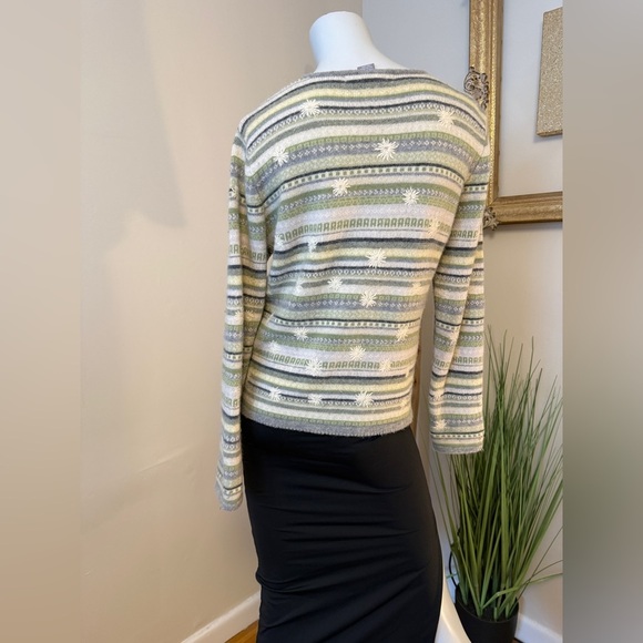 Carroll Reed Wool Blend Button Down Cardigan Long Sleeve Sweater Large Green - Picture 3 of 4